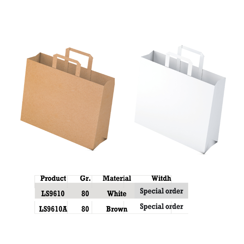 Brown and White Paper Flat Handle Bags